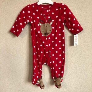 Carter’s Reindeer Fleece Sleep N Play Romper NWT